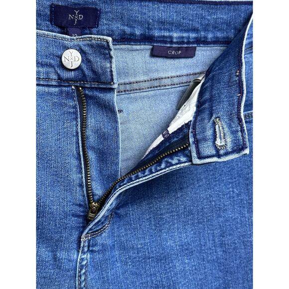 NYDJ Jeans Womens Size 12 Blue Cropped Bedazzled Cuffed Stretch - Picture 7 of 15